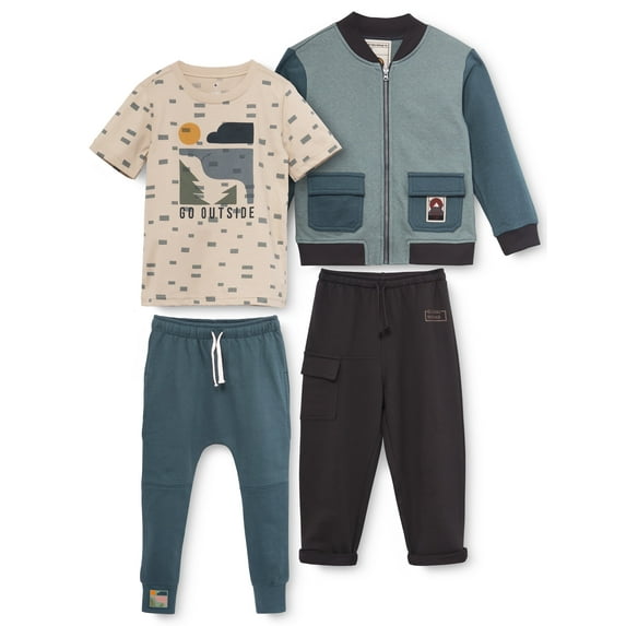 Little Star Organic Kids 4-Piece Mix & Match Set, Boys Size 6– 10