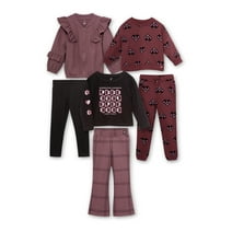 Little Star Organic Kids Girls' Mix and Match Outfit Set, 6-Piece Set, Sizes 12M-10