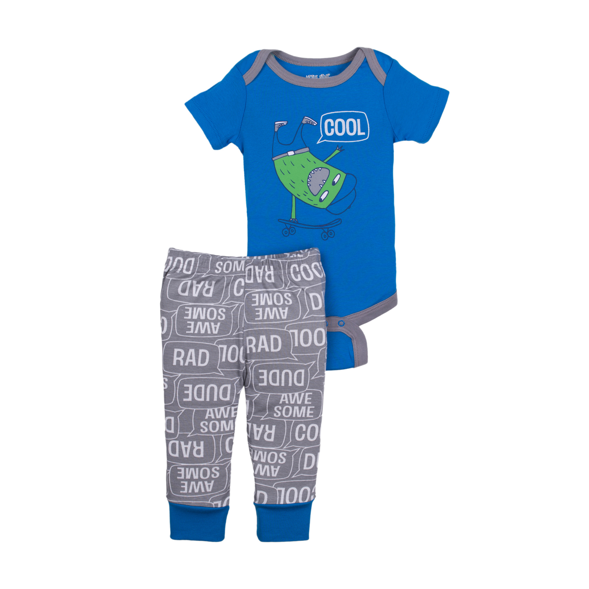 Little Star Organic Newborn Baby Boy Bodysuit & Pant 2pc Outfit Set