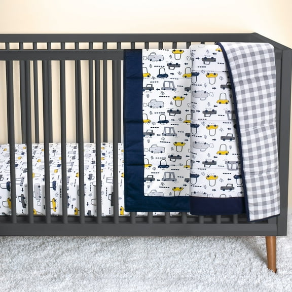 Little Star 100% Organic Cotton 3 Piece Crib Bedding Set - Reversible Comforter and 2 Fitted Sheets