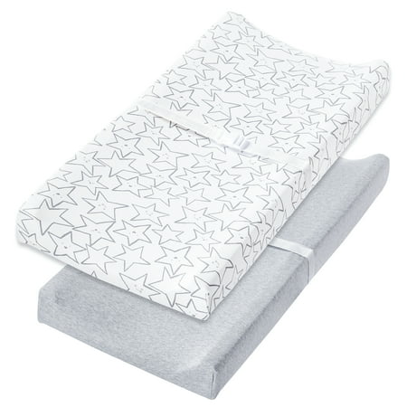 Little Star Organic Pure Organic Cotton Changing Pad Cover, Gray-Little Dreamer, 2 Pk