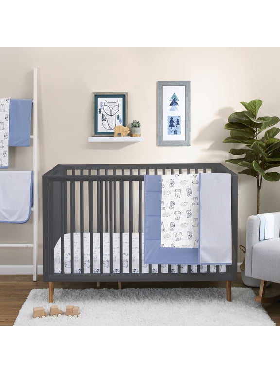 Little Star 100% Organic Cotton 3 Piece Crib Bedding Set - Reversible Comforter and 2 Fitted Sheets