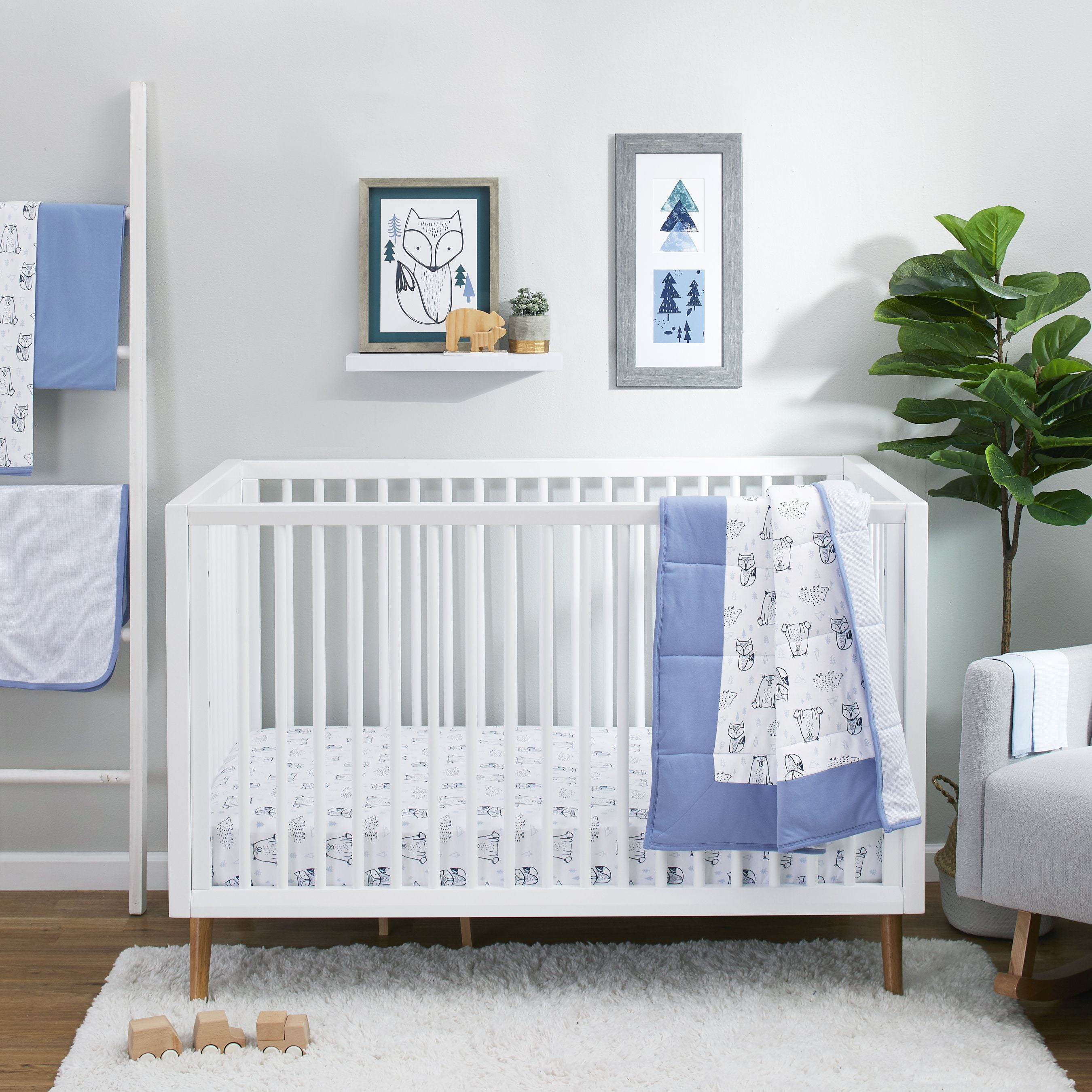 Little Star Organic Baby Infant Nursery Pure Organic Cotton Crib Bedding Set 3 Pc Blue Wild at Heart Walmart