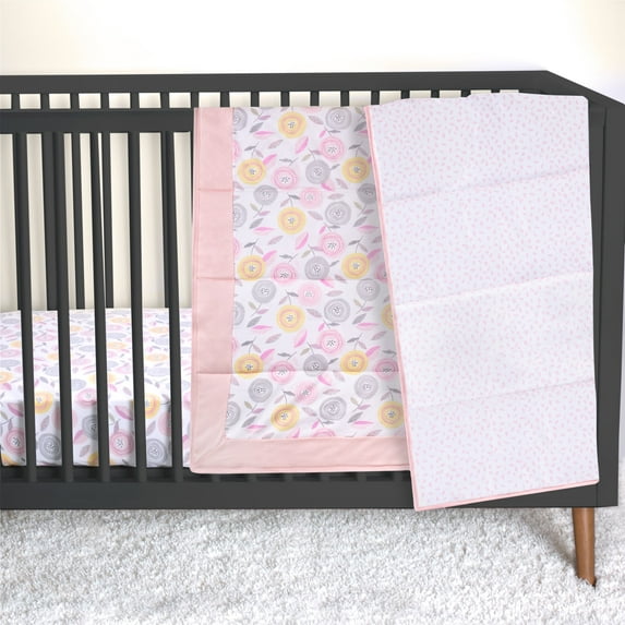 Little Star 100% Organic Cotton 3 Piece Crib Bedding Set - Reversible Comforter and 2 Fitted Sheets