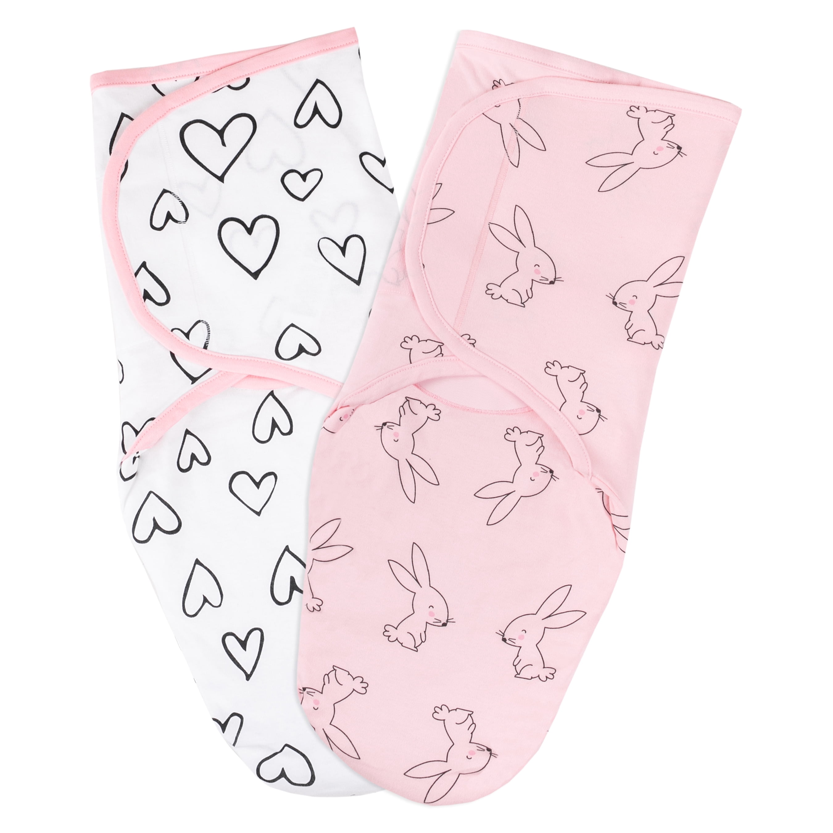 Little Star 100% Organic Cotton 2 Pack Girls Velcro Swaddles