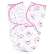 LITTLE STAR ORGANIC Little Star 100% Organic Cotton 2 Pack Girls Velcro Swaddles