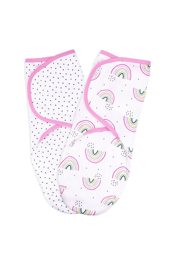 Little Star 100% Organic Cotton 2 Pack Girls Velcro Swaddles