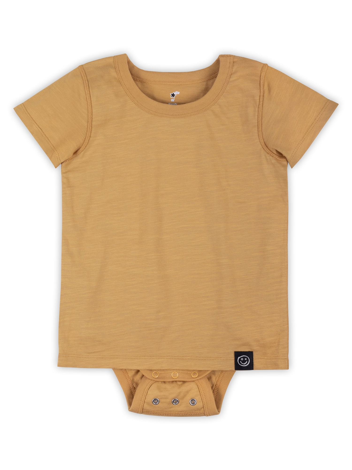 Little Star Organic Toddler Adaptive Boy, Girl, Unisex Short Sleeve Bodysuit with Abdominal