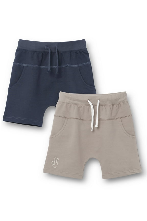 Toddler Boy 2Pk Harem Shorts, Navy Beige, Size 12M