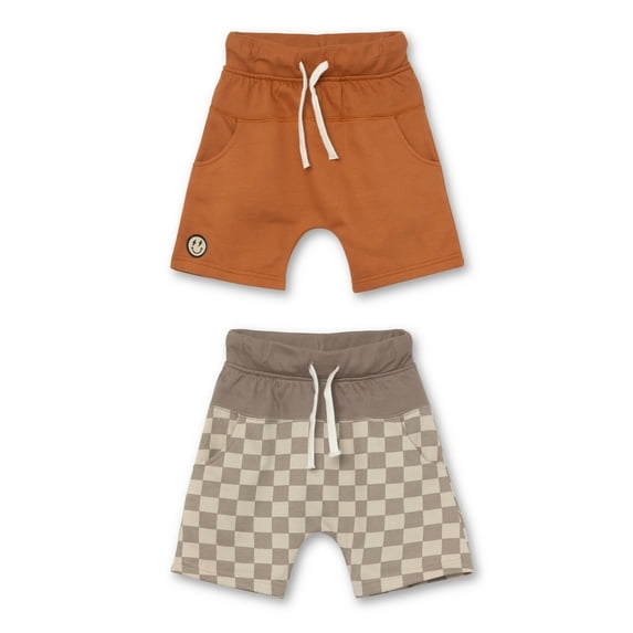 Little Star Organic Toddler Boy 2Pk Harem Shorts, Size 12M-5T