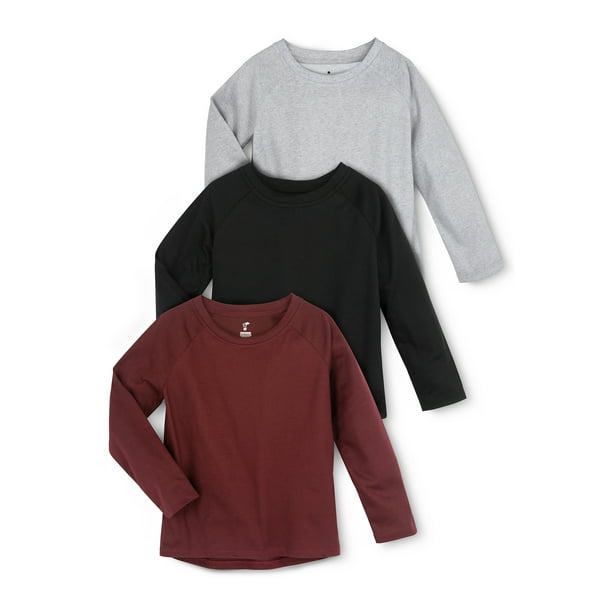 Little Star Organic Toddler Boy 3 Pk Long Sleeve Raglan Tees, Size 12