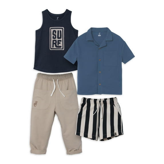 Little Star Organic Toddler Boys 4Pc Mix & Match Bundle Set, Sizes 12M-10