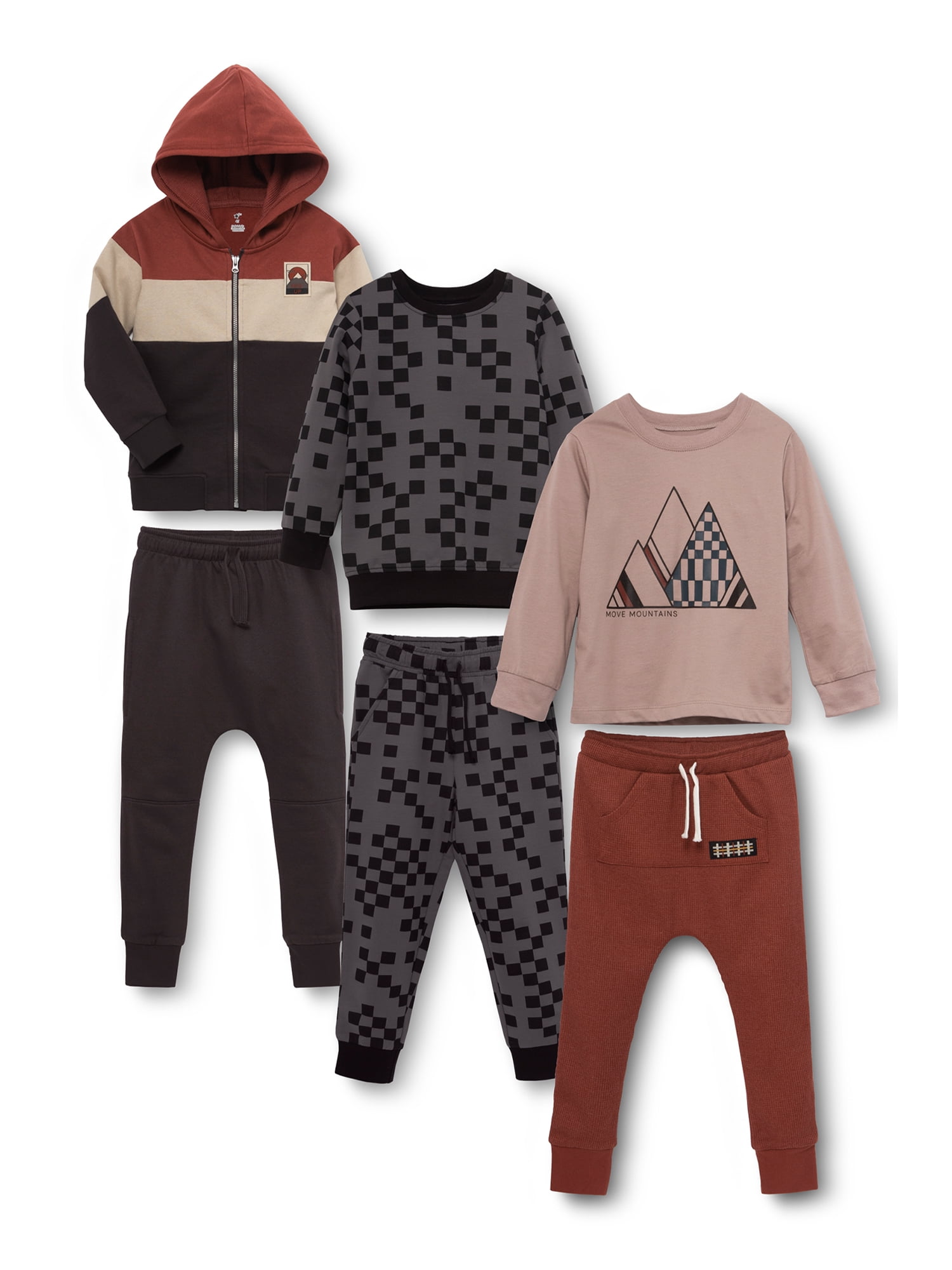 Little Star Organic Toddler Boys' Mix & Match Outfit Set, 6-Piece Set, Sizes 12M-5T