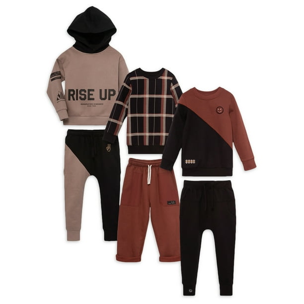 Little Star Organic Toddler Boys' Mix & Match Outfit Set, 6Piece Set