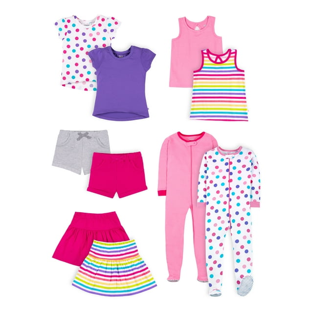 Little Star Organic Toddler Girl 10Pc Mix & Match Set, Size 12M5T