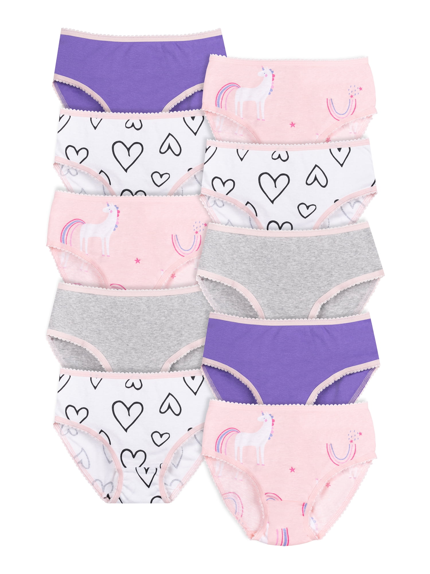 Little Star Organic Toddler Girl Brief Underwear Panties,10PK, Sizes 2T-5T