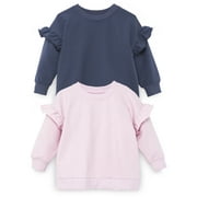 LITTLE STAR ORGANIC Little Star 100% Organic Cotton 2-Pack Toddler Girl Ruffle Sweatshirt