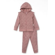 Little Star Organic Toddler Girl 2Pc Full Zip Hoodie & Slim Jogger Set, Size 12M-5T