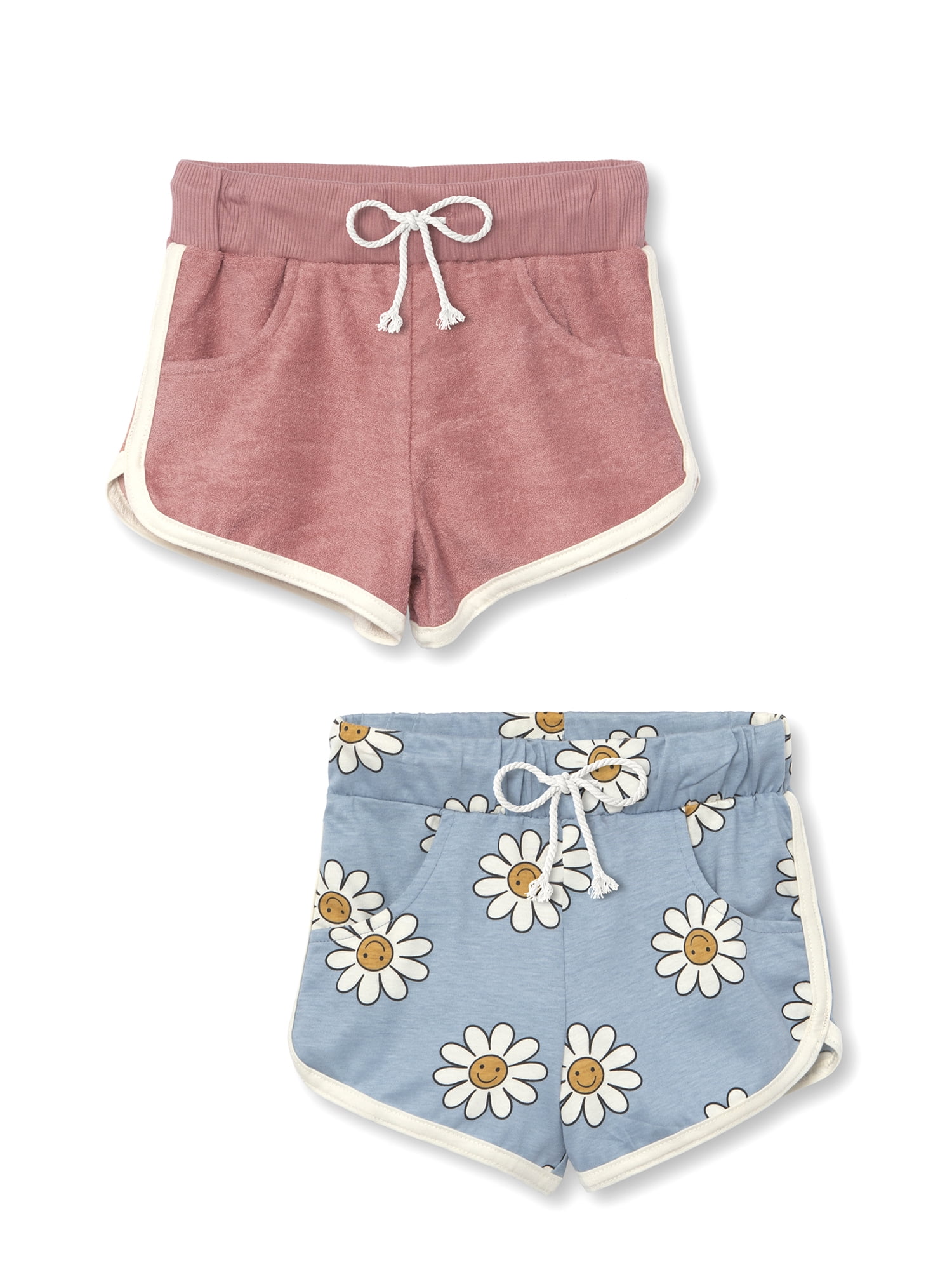 Little Star Organic Toddler Girl 2Pk Dolphin Shorts, Old Rose, Size 4T