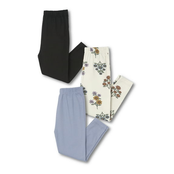 Little Star Organic Toddler Girl 3Pk Leggings, Size 12M-5T