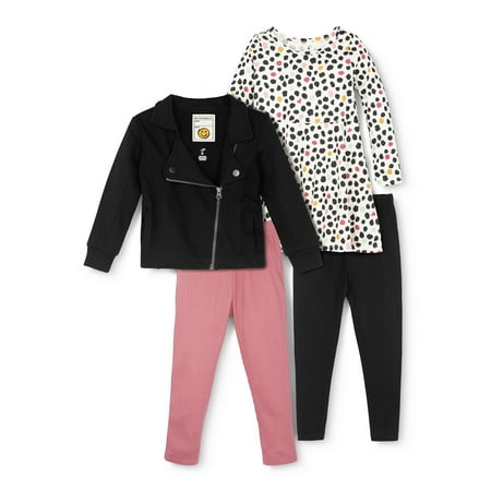 Little Star Organic Toddler Girl 4 Pc Mix & Match Moto Jacket Gift Set, Size 12 Months - 5T