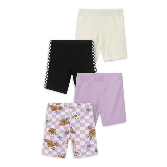 Little Star Organic Toddler Girl 4Pk Bike Shorts, Size 12M-5T