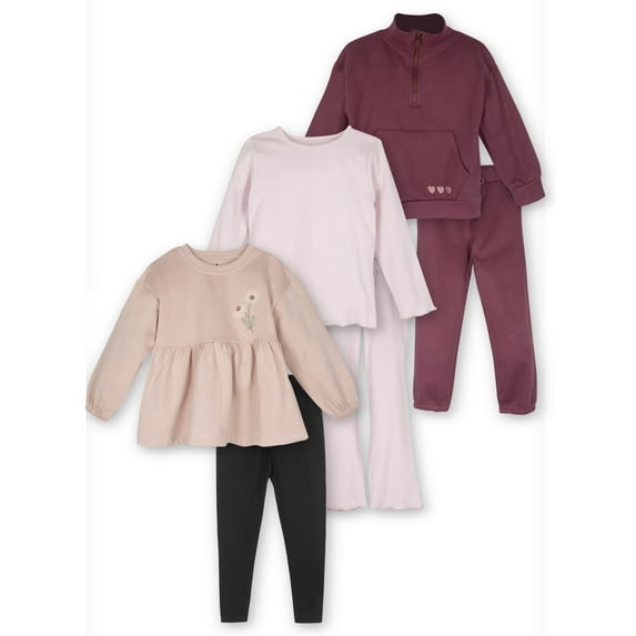 Little Star 100% Organic Cotton 6Pc Toddler Girl Outfit Set