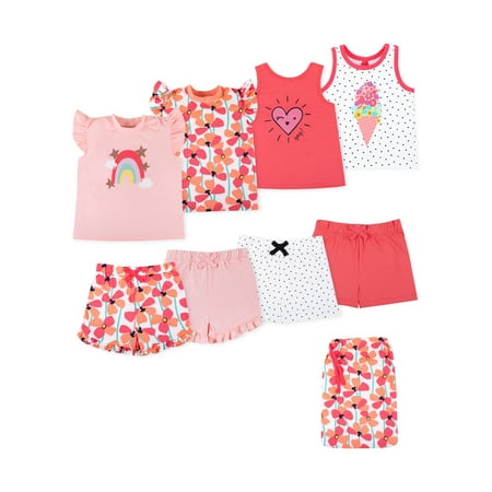 Little Star Organic Toddler Girl 8 Pc Mix & Match Set w Gift Bag, Size 12 Months-5T