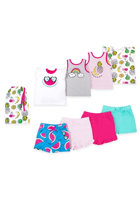 Toddler Girl 8Pc Mix & Match Set with Bag, Size 12M-5T
