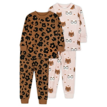 Little Star Organic Toddler Girl Pajama Set, 4-Piece, Sizes 12M-5T