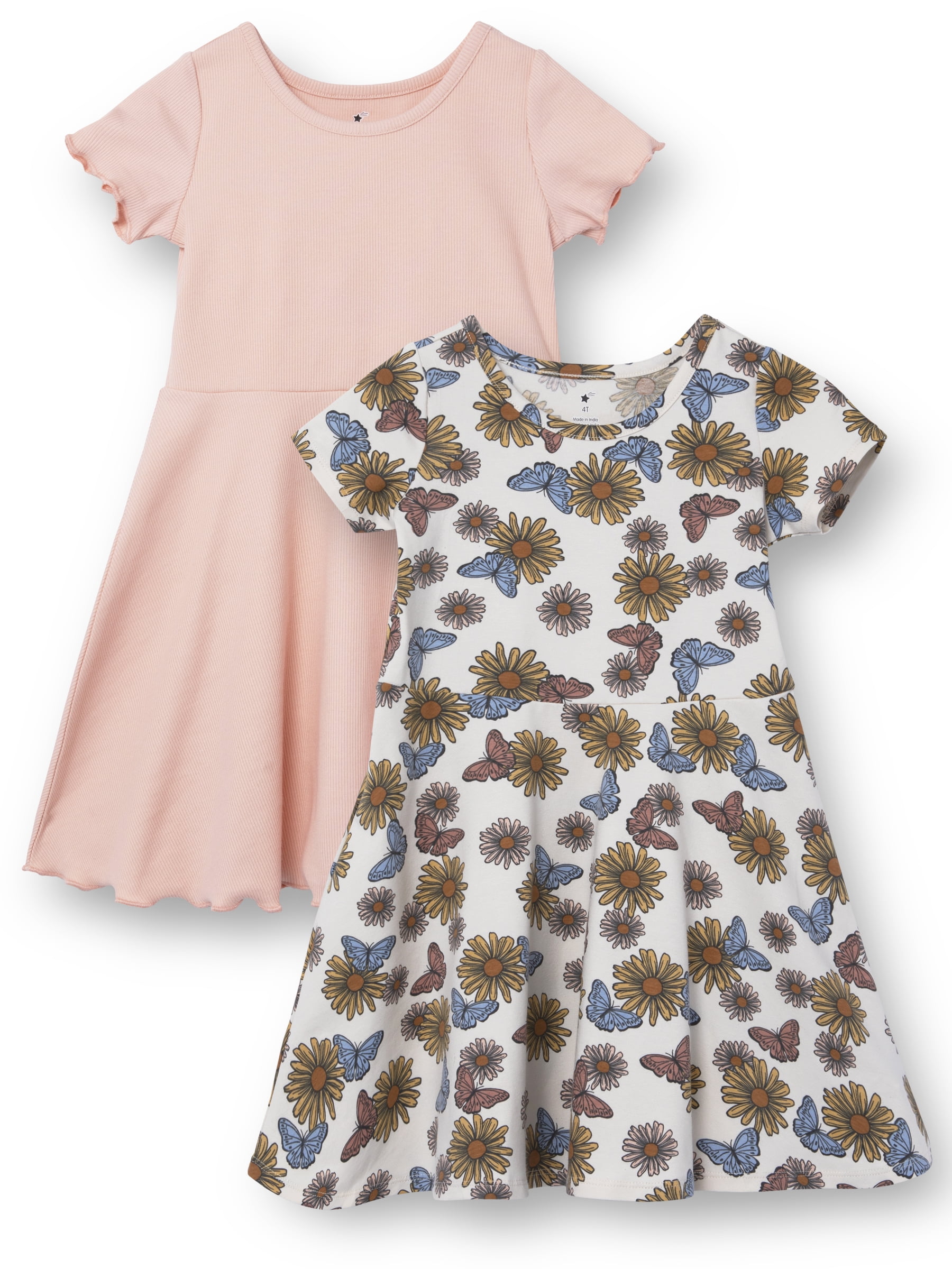 Little Star Organic Toddler Girls 2Pk Dresses Sizes 12M 10 Walmart