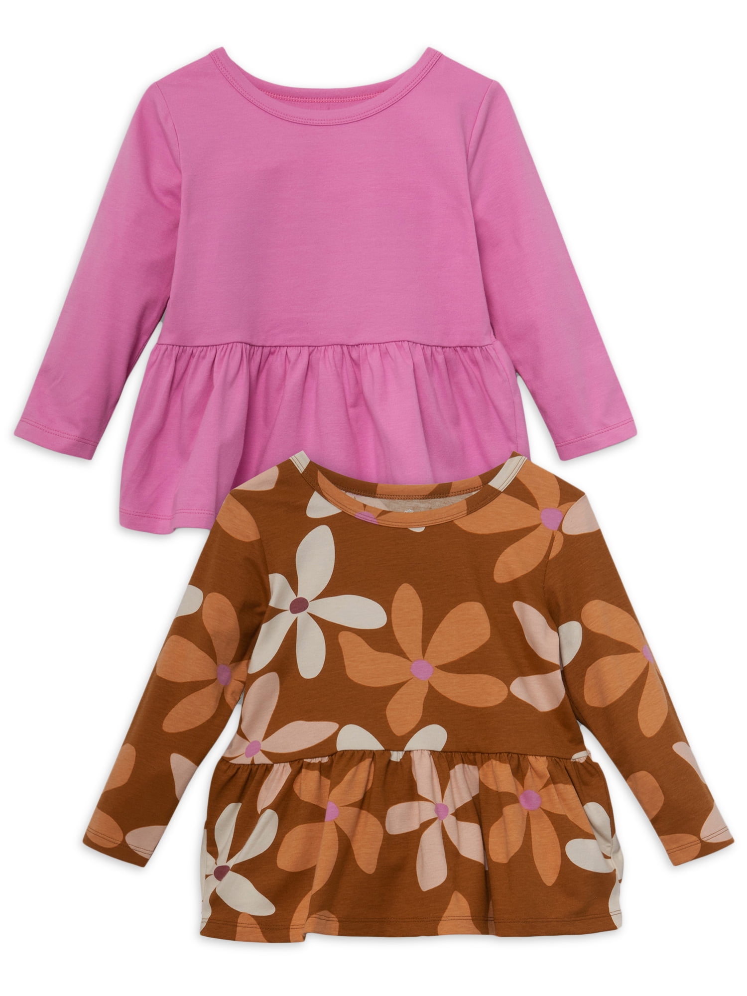 Little Star Organic Toddler Girls' Long Sleeve Peplum Tops 2