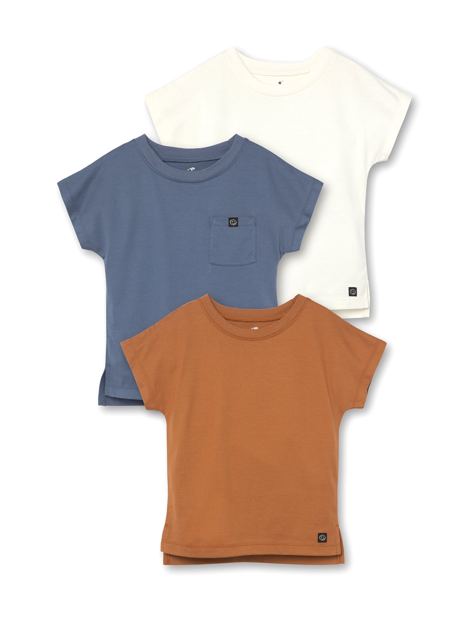 Little Star Organic Toddler Unisex 3 Pk Short Sleeve Boxy Tees Little Star Organic Toddler Unisex 3 Pk Short Sleeve Boxy Tees