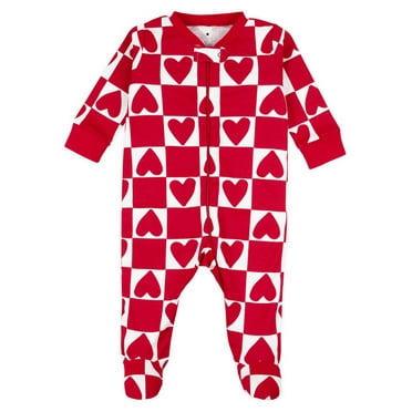 Little Star Organic Toddler Unisex Valentine's Day Sleep N Play, Sizes 0/3M-6/9M