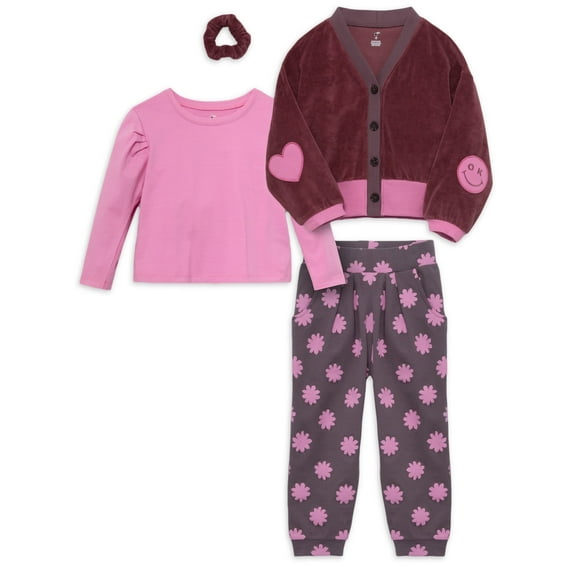 Little Star 100% Organic Cotton 4-Piece Toddler Girl Outfit Set
