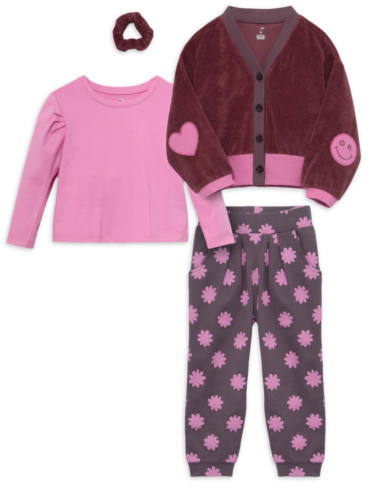 Little Star Organic Toddler and Kids Girls' Outfit Set, 4Piece Set
