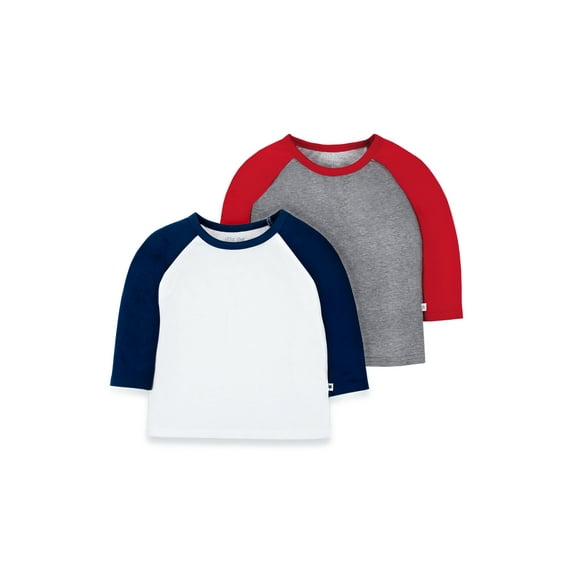 Little Star Toddler Boy 2 Pk Long Sleeve Raglan Tees, Size 9 Months - 5T