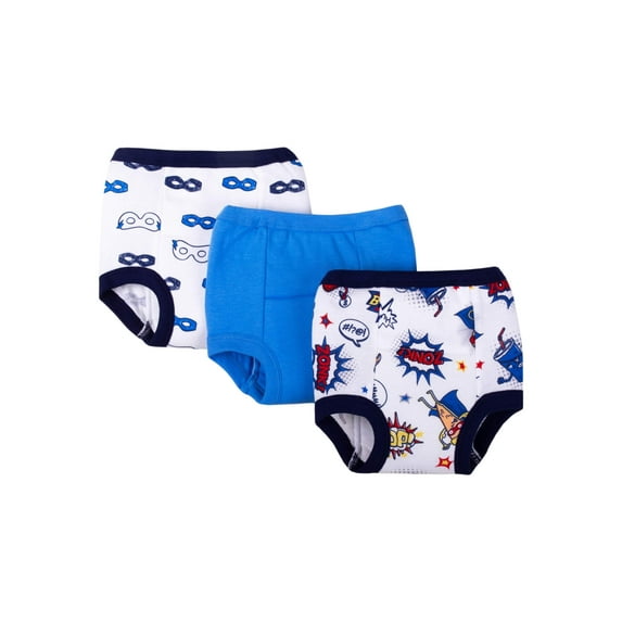 Little Star Toddler Boys Organic Pure Organic Cotton Assorted Potty Training Pants, 3-Pack