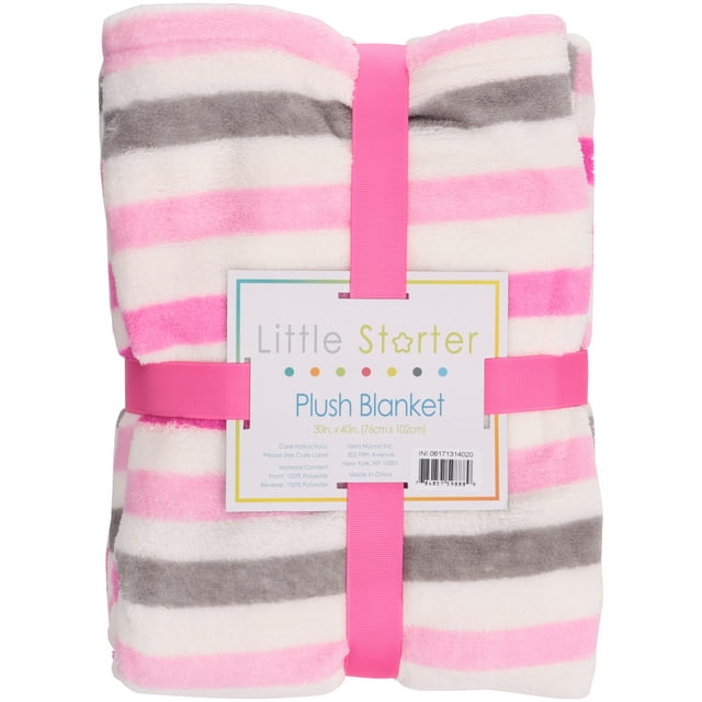 Little Starter Female Plush Blanket Pink 95% Plush Crib Blanket