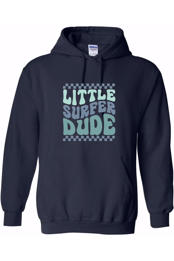 Little Surfer Dude Retro Style Summer Beach Wave Graphic Hoodie, for men & women, up to size 5XL