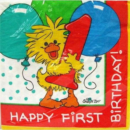 Little Suzy's Zoo 'Witzy's One!' 1st Birthday Multicolor Napkins, 16 Count