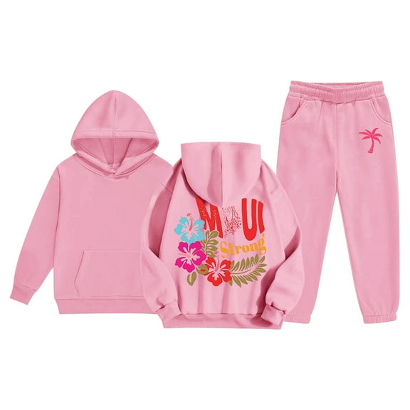Little Sweatshirt Girls Kids Kids Hooded Tracksuit Unisex Two Piece Hoodie Sweatshirt Sweatpants Set Clothes Pink Size 6-7T