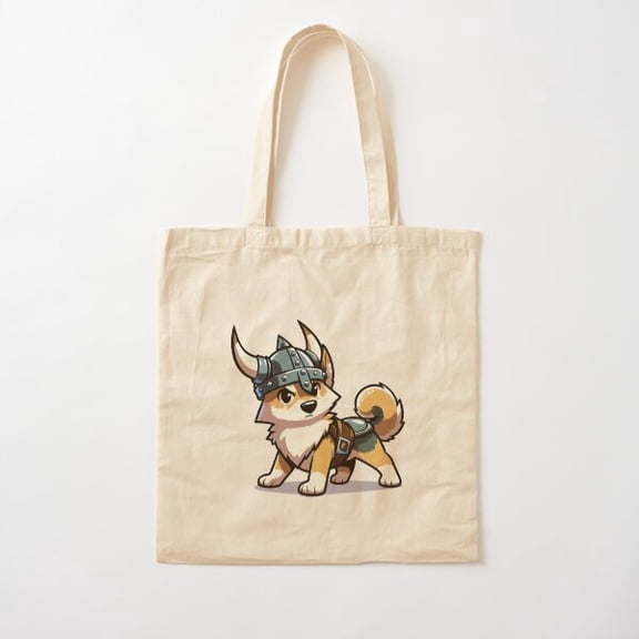 Little Swedish Viking Dog Canvas Tote Bags, Reusable Shopping Bag