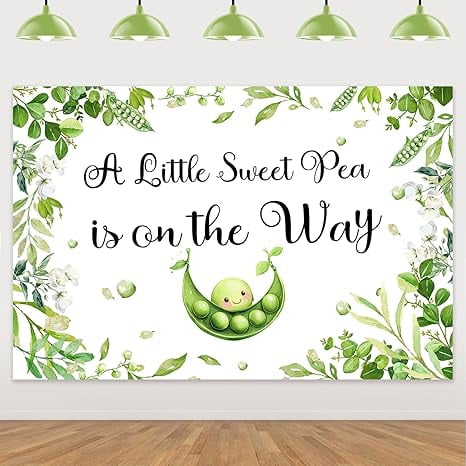 A Little Sweet Pea is on The Way Backdrop Pea Baby Shower Decorations Funny Vegetable Peas in A Pod Photography Background for Boys Girls Baby Shower Supplies 5 * 3ft