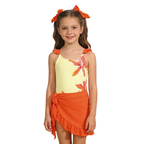 Little Swimsuit For Girls Fashionable Bathing For Kids Youth Beach Pool Water Play Bathing Suit Size 7-8T