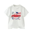 thumbnail image 1 of Little T-Shirt For Boys American Flag Trucks Print Short Sleeve Round Neck Basic Tees Size 5-6T, 1 of 7