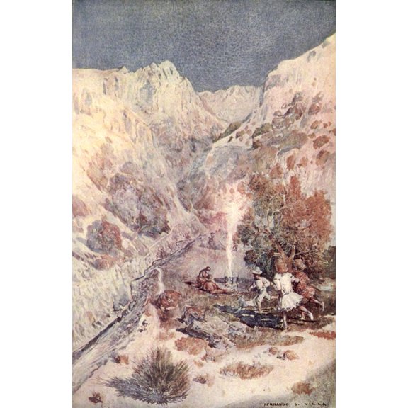 Little Tales of the Desert 1913 A desert May party Canvas Art - Hernando G Villa (18 x 24)