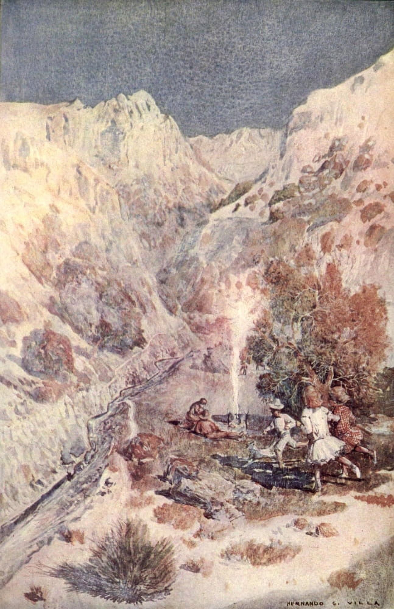 Little Tales of the Desert 1913 A desert May party Canvas Art - Hernando G Villa (24 x 36)