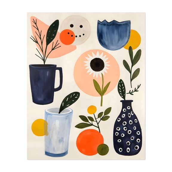 Little Things 02 - India Illustration Modern Art Botanical Geometric Minimalist Floral Abstract Kitchen Decor Unframed Wall Art Print 18 x 24 inches