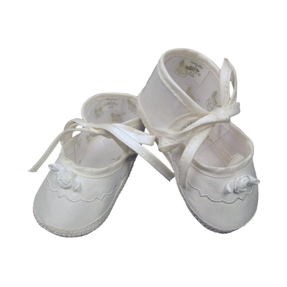 Little Things Mean A Lot Girls Silk Dupioni Christening Shoes Baptism Shoes Ribbon Rosette